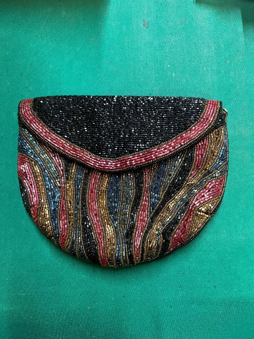 Vintage Abstract Beaded Statement Clutch ✨ Multi-Color Glitz Pouch